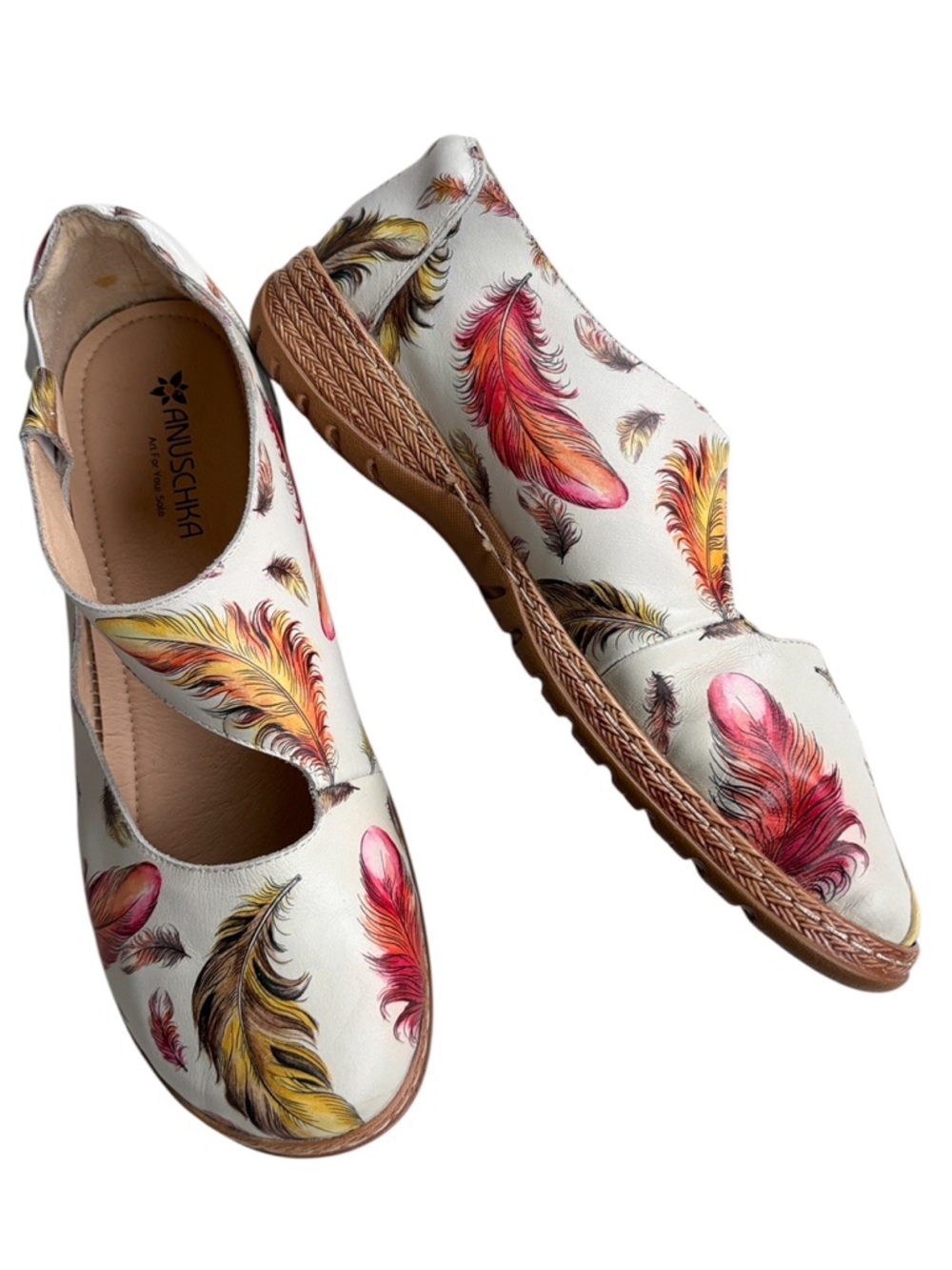 ANUSCHKA Leather Floral Flats Size 11